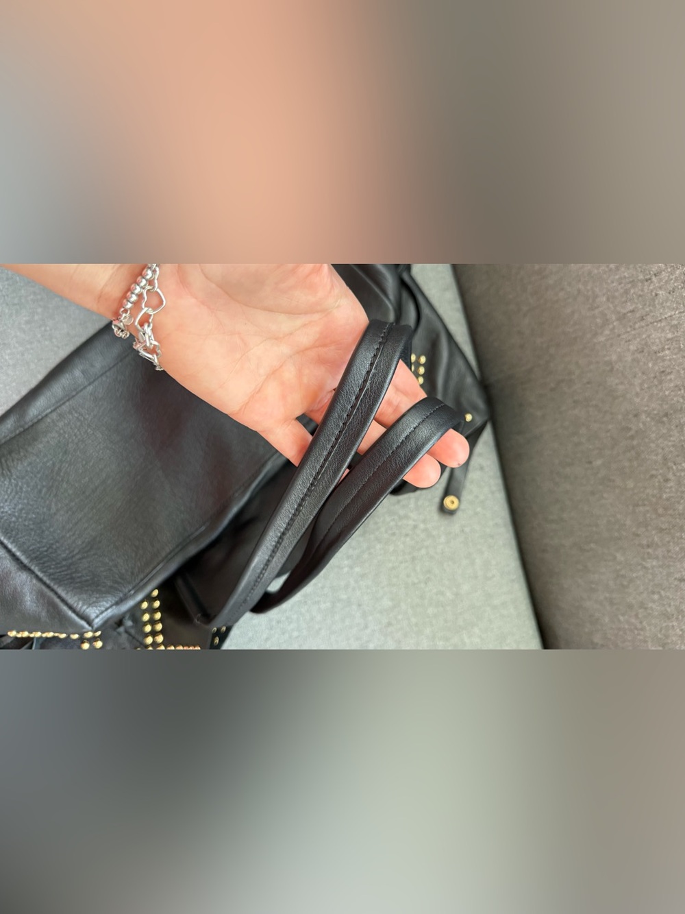 Blow The Belt Black Leather Studded Fringe Tote Bag Large Shoulder Bag Boho West - Picture 10 of 10
